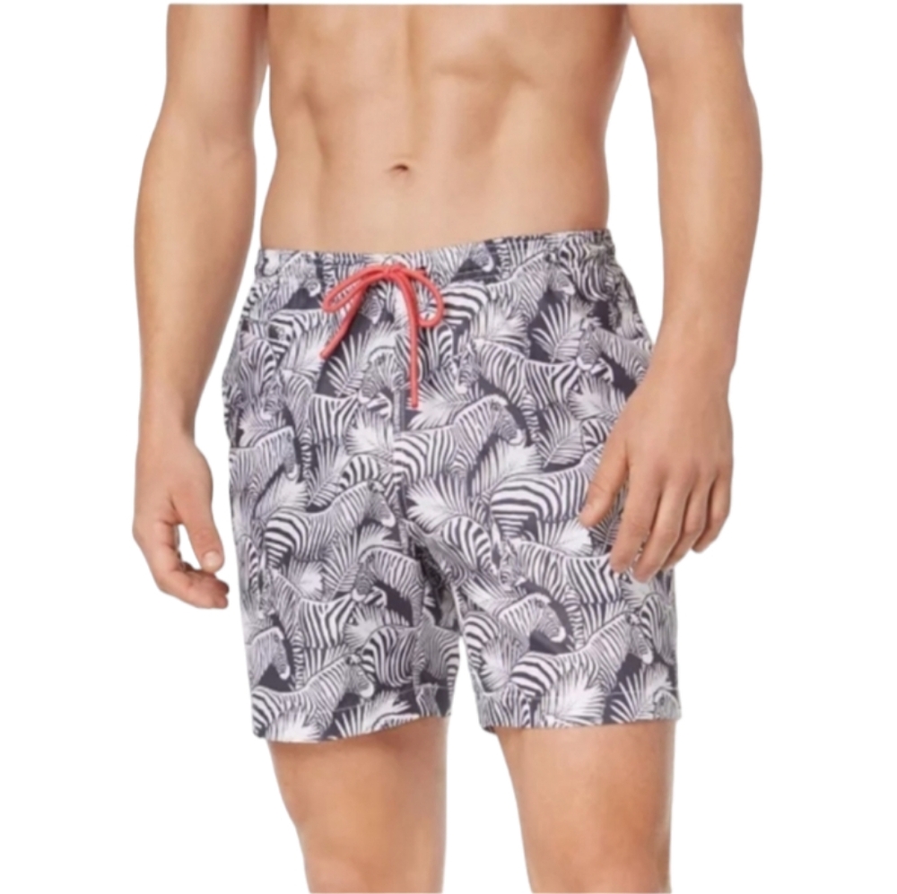 Trunks Surf & Swim Co. Sano Swim Trunks Gray White Zebra Print Size XL
